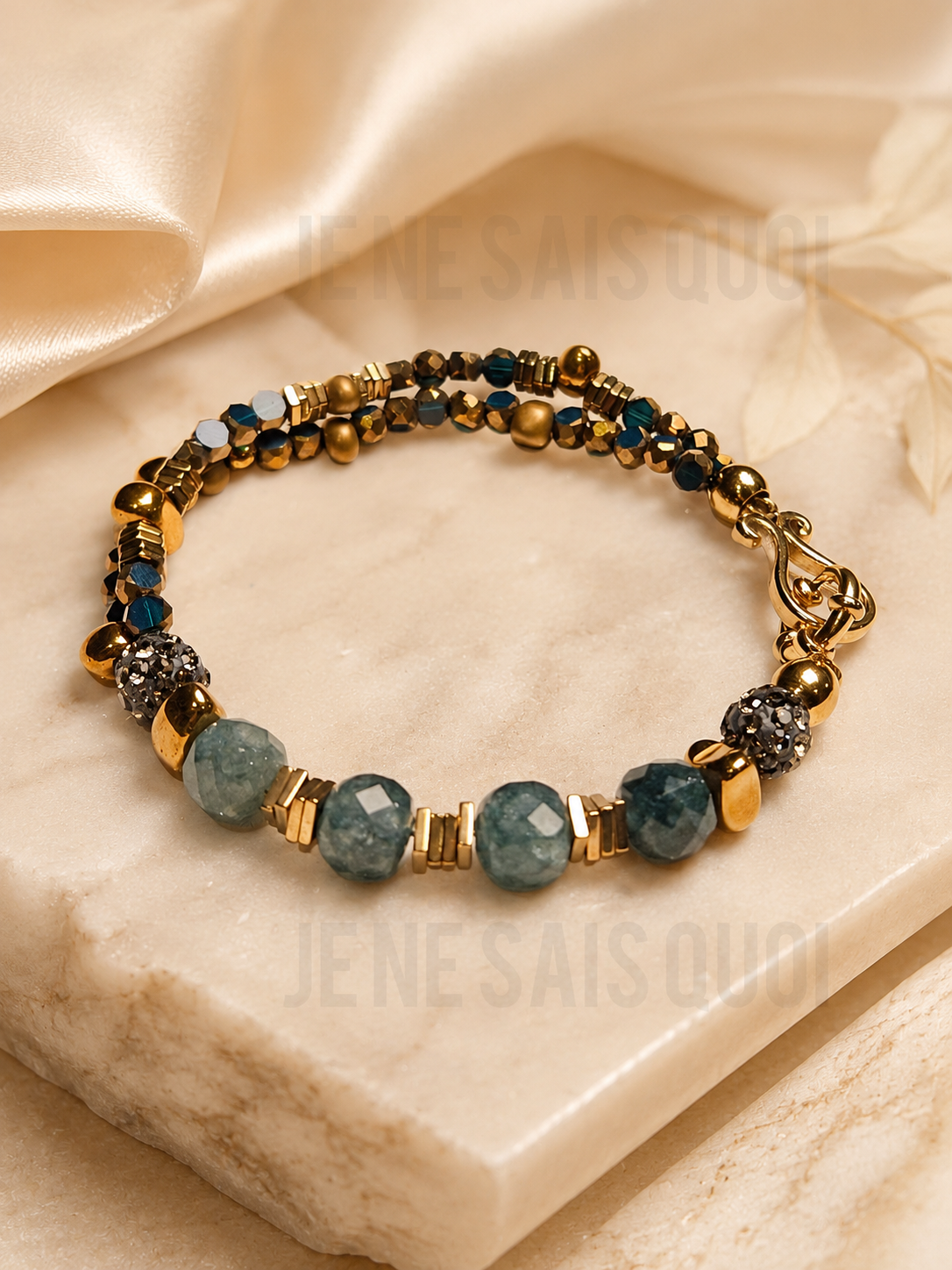 Moss Agate Multi-Strand Statement Bracelet- Regal Eclipse