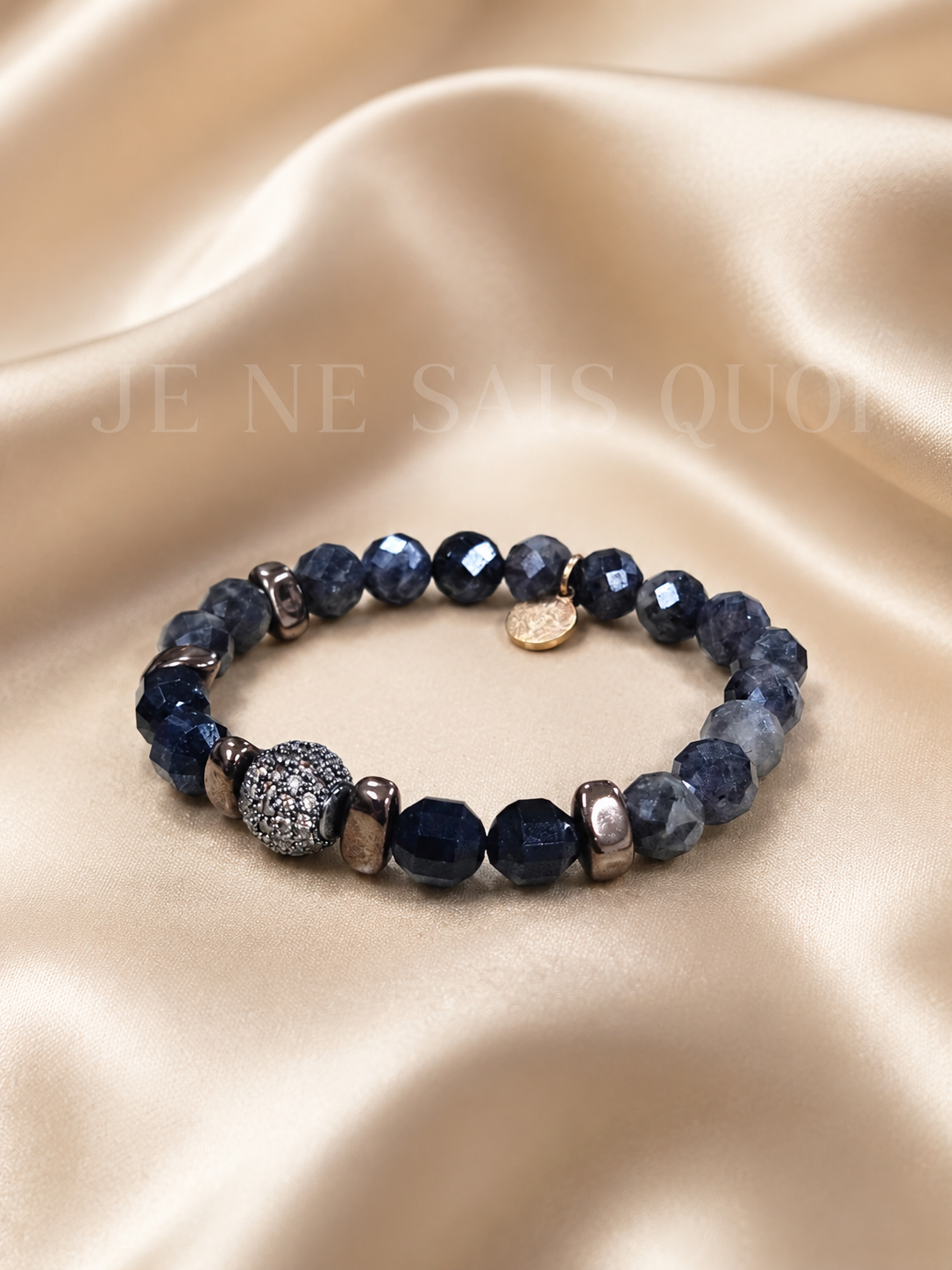 Blue-Violet Cordierite, Sapphire and Bronze Hematite Bracelet
