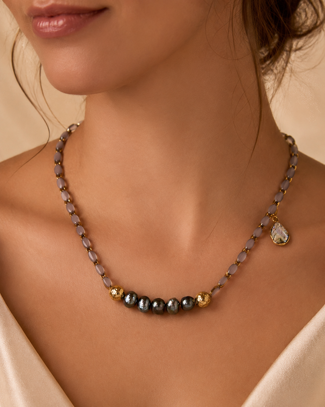 Soft Mauve and Freshwater Pearl Necklace