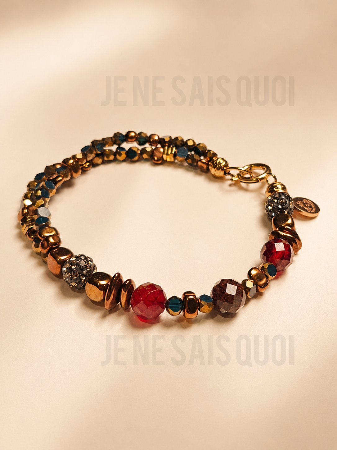 Deep Purple Garnet, Orange Garnet and Copper Hematite Bracelet