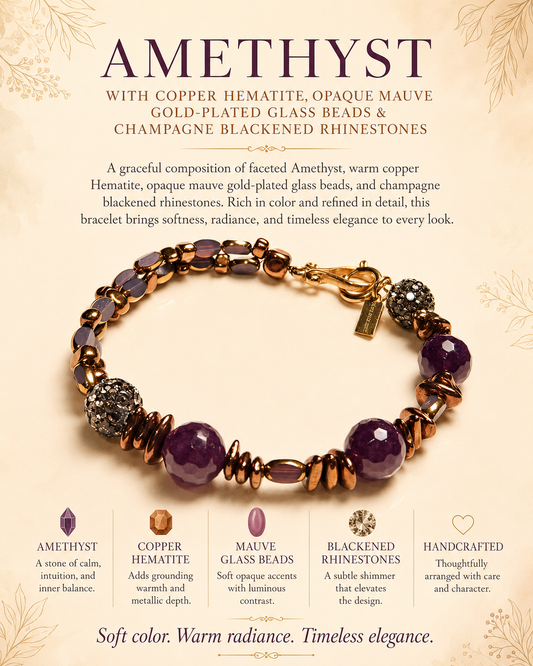 Amethyst and Copper Hematite Statement Bracelet