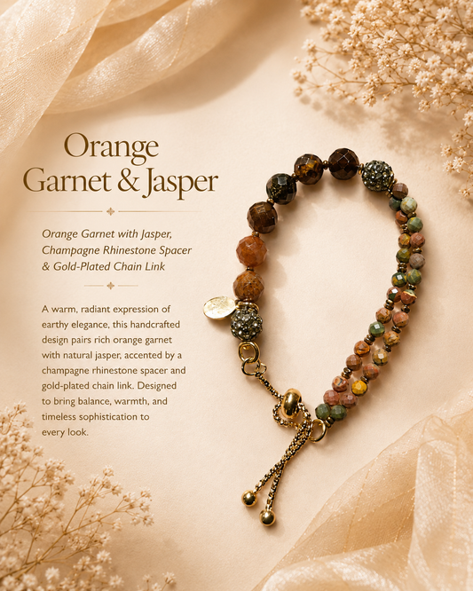 Orange Garnet and Jasper Chain-Link Bracelet