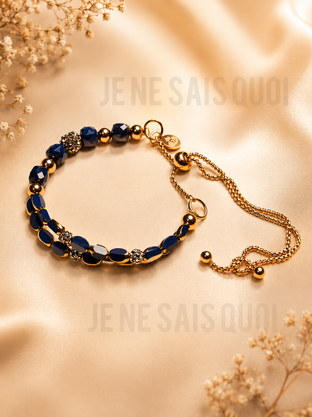 Sapphire and Rose Gold Adjustable Bracelet
