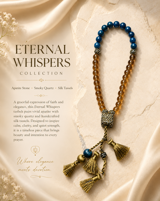 Apatite and Smoky Quartz Stretch Tasbeh with Mini Silk Tassels