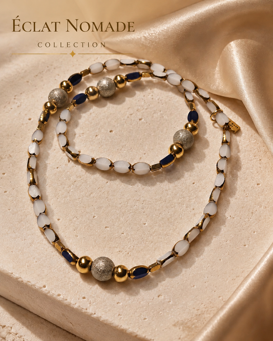 Milky White and Royal Blue Convertible Necklace