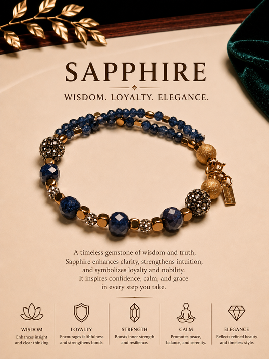 Sapphire Gemstone Multi-Strand Statement Bracelet