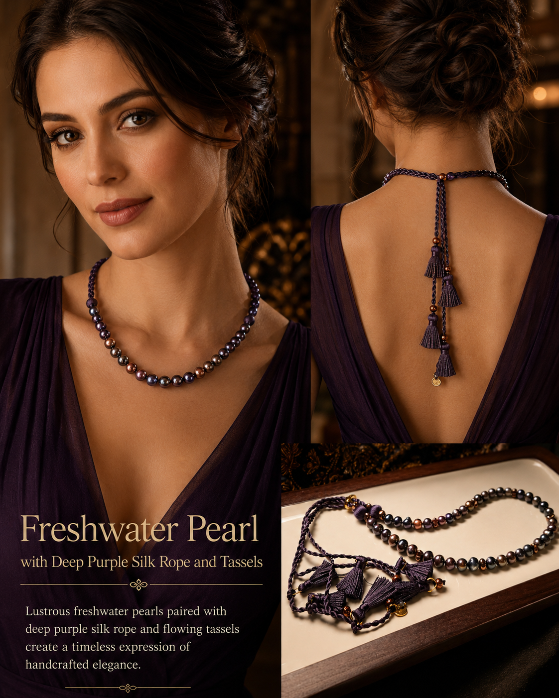 Freshwater Pearl & Silk Tassel Necklace