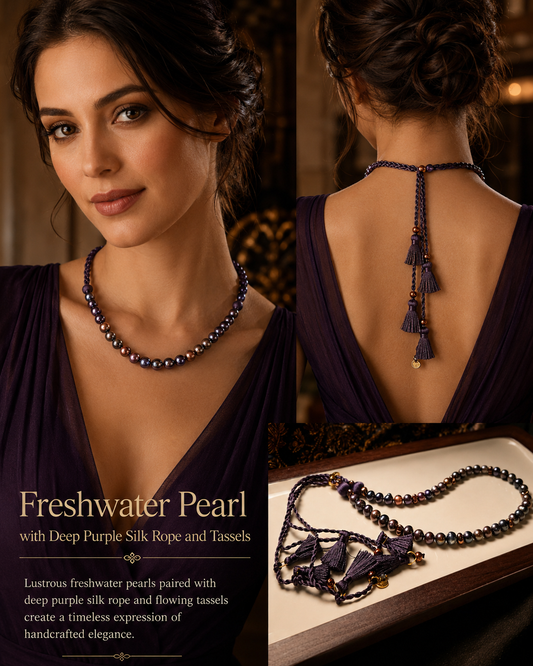 Freshwater Pearl & Silk Tassel Necklace