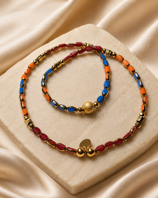 Royal Blue, Orange and Burgundy Convertible Necklace