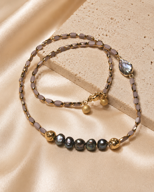 Soft Mauve and Freshwater Pearl Necklace