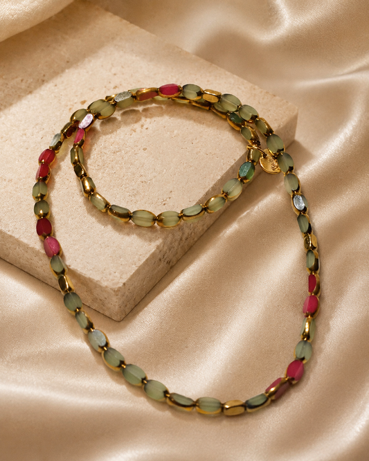 Jade Green and Deep Red Convertible Necklace