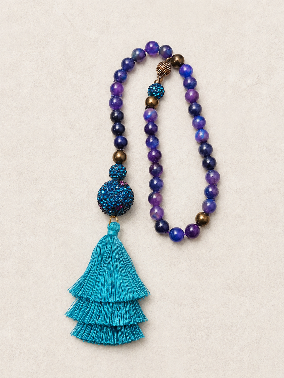 Twilight Agate Tasbeh with Turquoise Silk Tassel